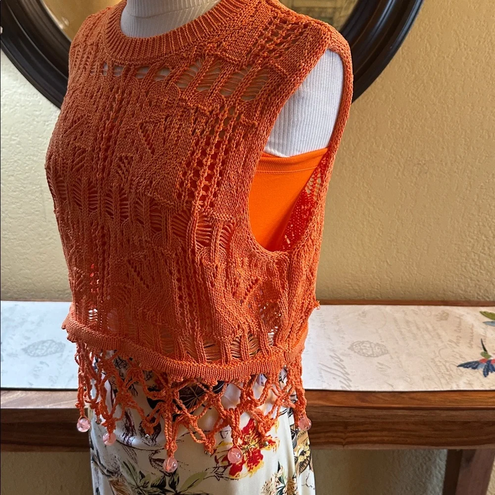Zara Cropped Crochet Beaded Sweater - Picture 4 of 7